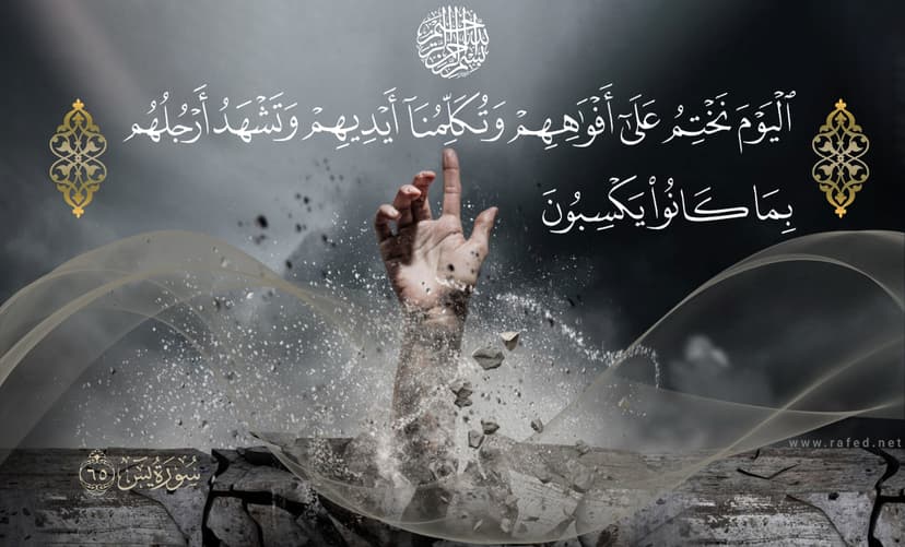 الْيَوْمَ نَخْتِمُ عَلَى أَفْوَاهِهِمْ وَتُكَلِّمُنَا أَيْدِيهِمْ