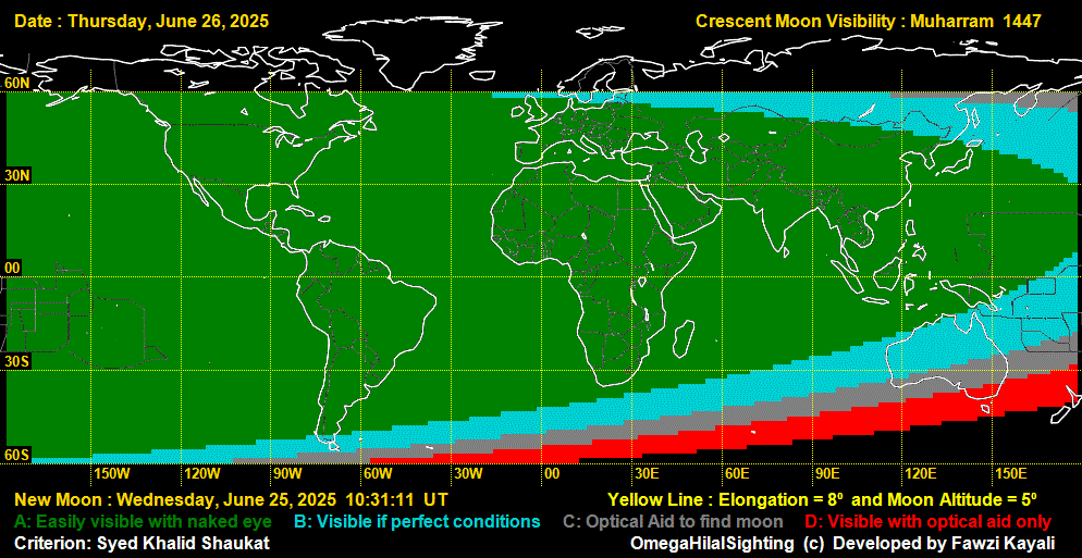 lunar crescent visibility map